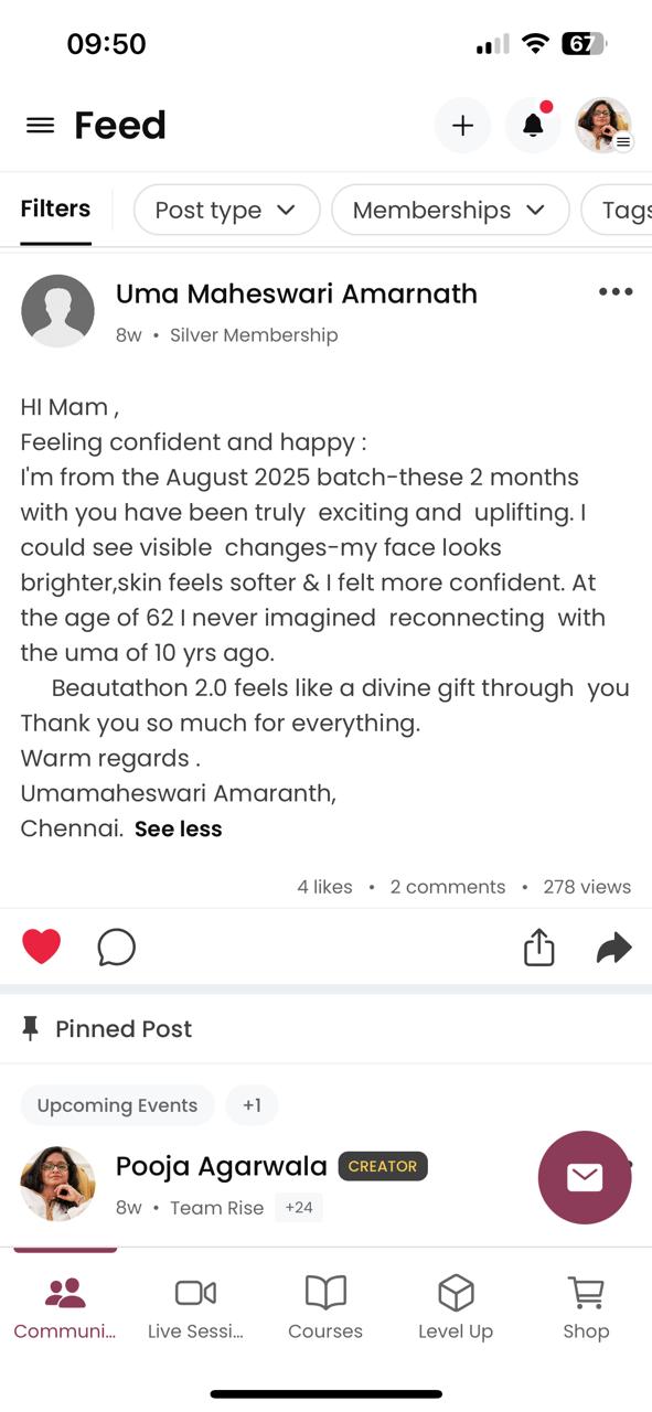 Student testimonial screenshot — Uma